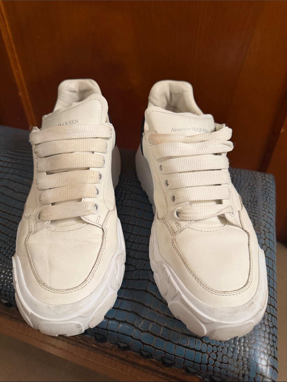 Alexander McQueen Oversized Court Trainer in a white and black colorway. - Picture 3 of 8
